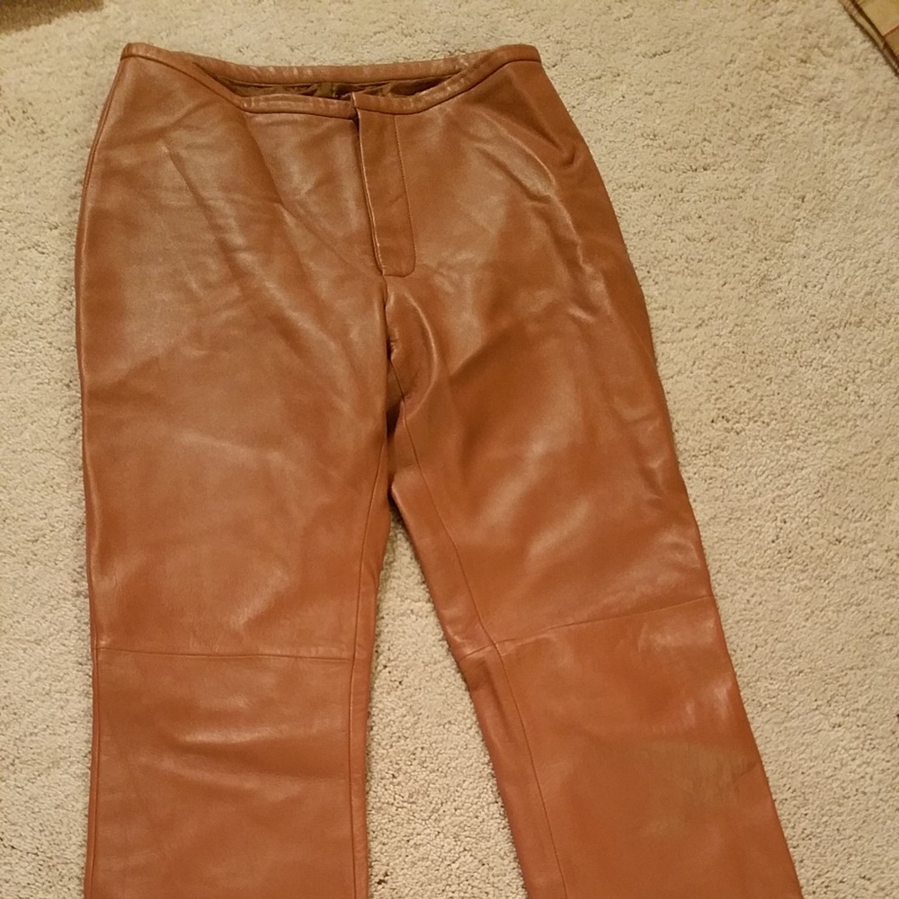 COPY - Burnt Orange Leather Pants Lined